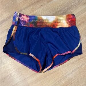 Soul Flower Women's Athletic Shorts - Blue with Multicolor Trim